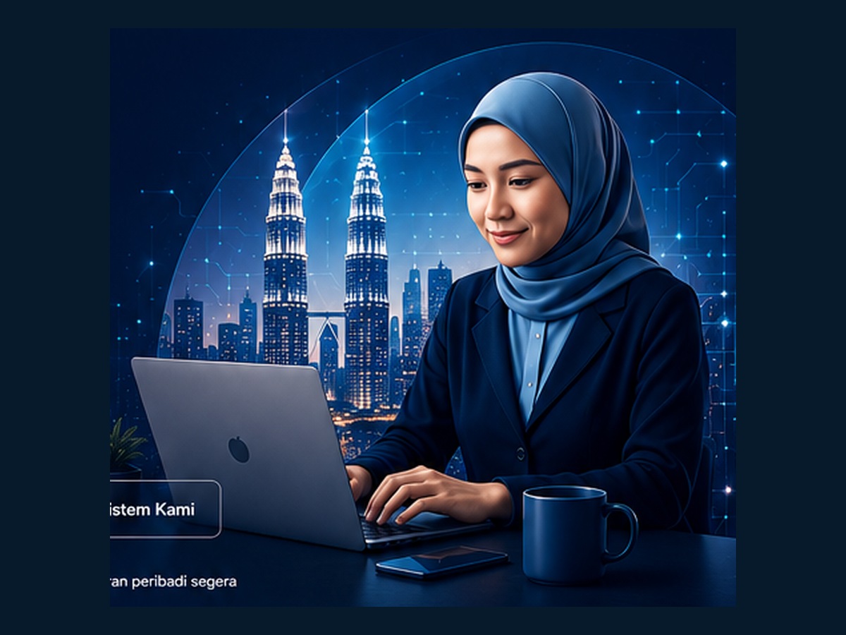 A person using AI at work with Kuala Lumpur in the background